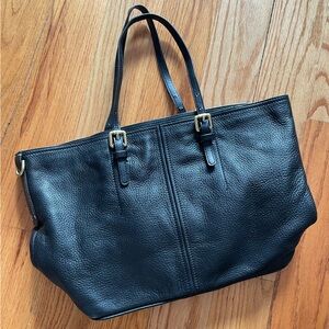 Cole Haan Oversized Large Pebbled Black Leather Tote Bag